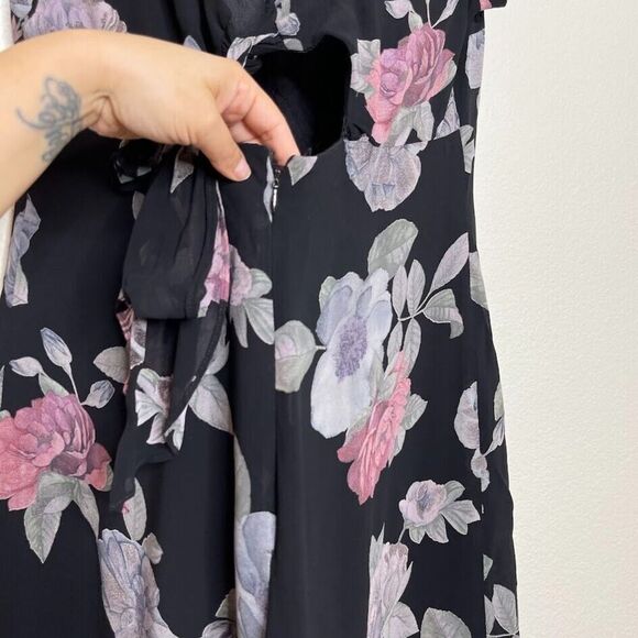 90’s Y2K Midi Dress Vintage Size 14 Chiffon Floral Romantic Fairy Whimsigoth - Picture 6 of 9